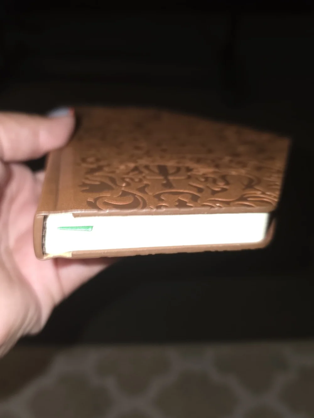 Wicked Embossed Leatherette Notebook in Warm Brown